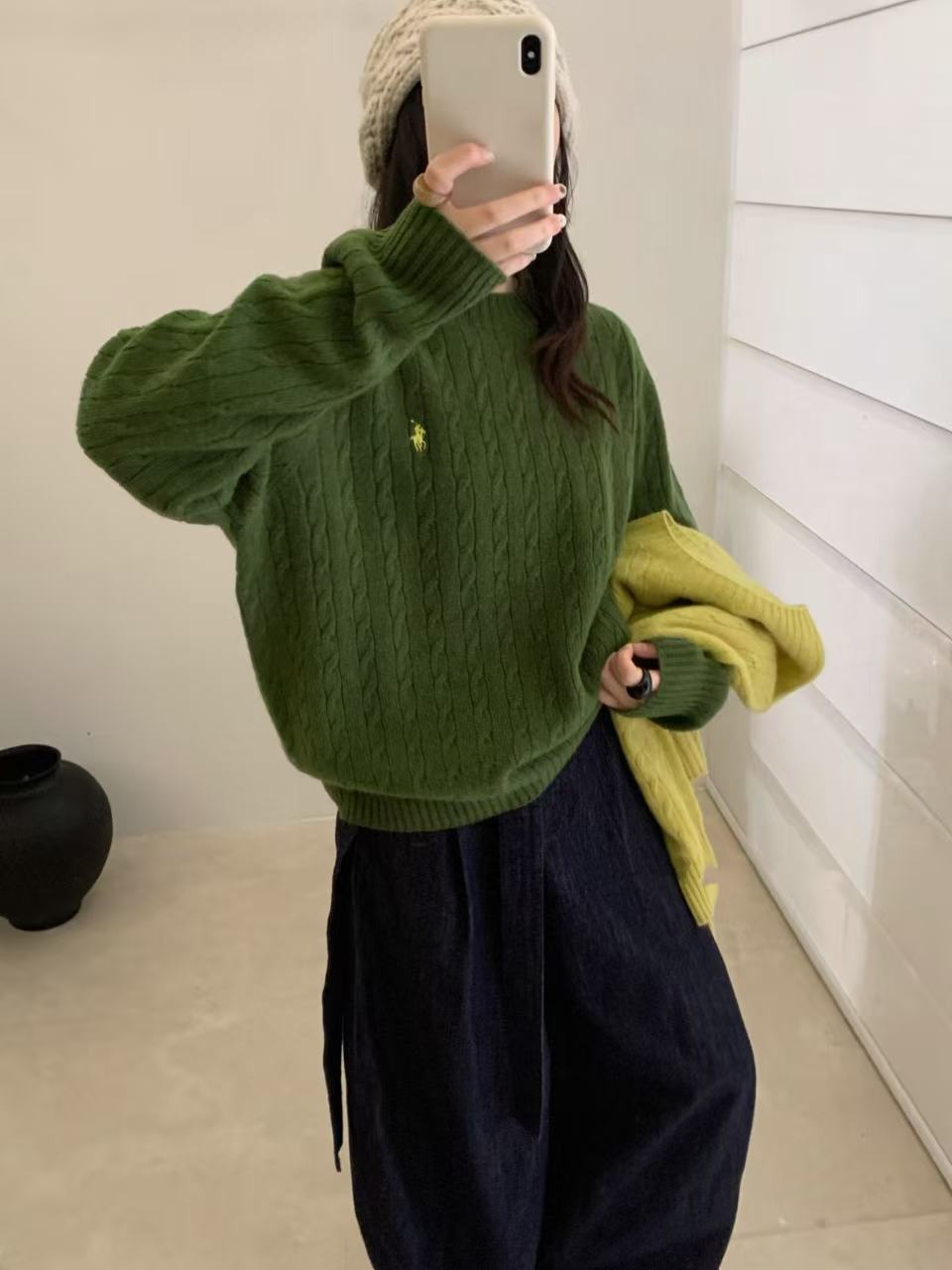 T1109【老钱模范生】小马麻花针织套头女