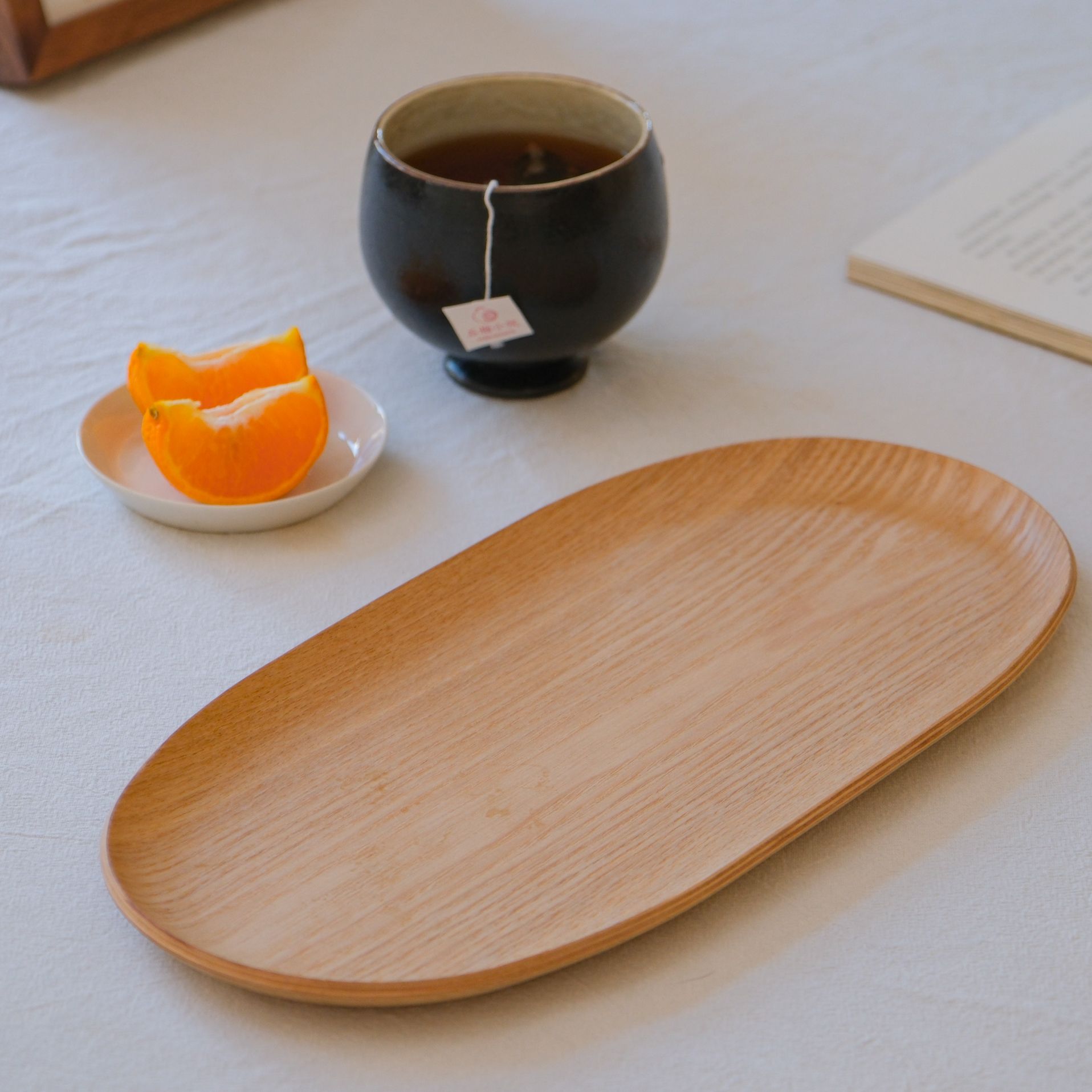 椭圆形家用木质托盘（长31cm，宽15cm）