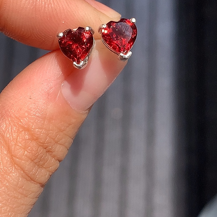 耳饰石榴石银S925镶嵌