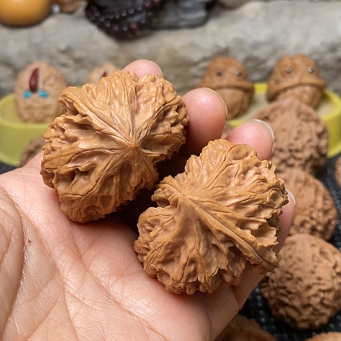 【闪购商品】把件文玩核桃鸡心异型双胞胎