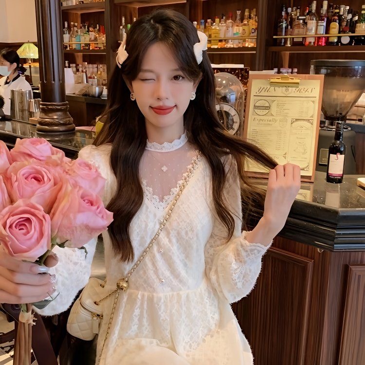 千语栀【杏白藏甜】唯美温柔千金风连衣裙法式百搭气质显瘦打底长裙