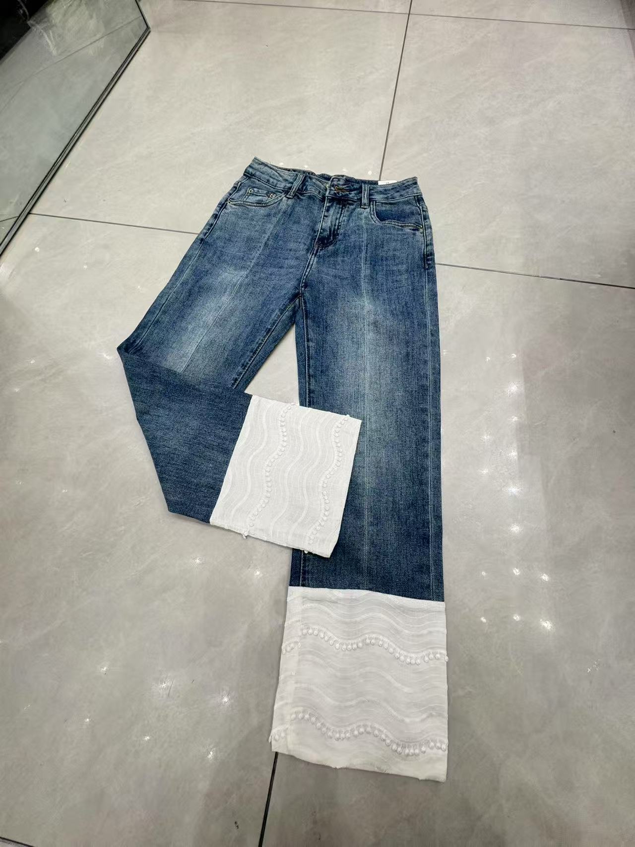 薄款复古港风夏季女静奢风牛仔裤