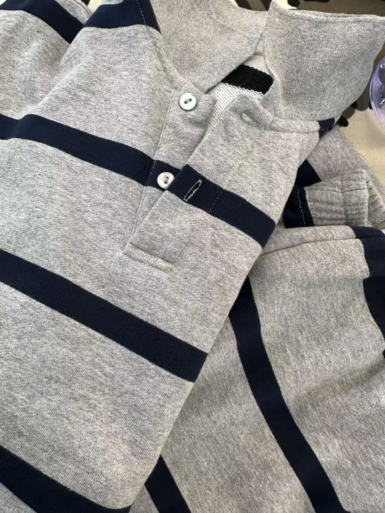 现货-【刺绣条纹长袖】麦穗条纹上衣，情侣重磅纯棉长袖卫衣