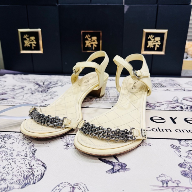 95新 Chanel/香奈儿 一字绑带凉鞋 码数37 YSC0701