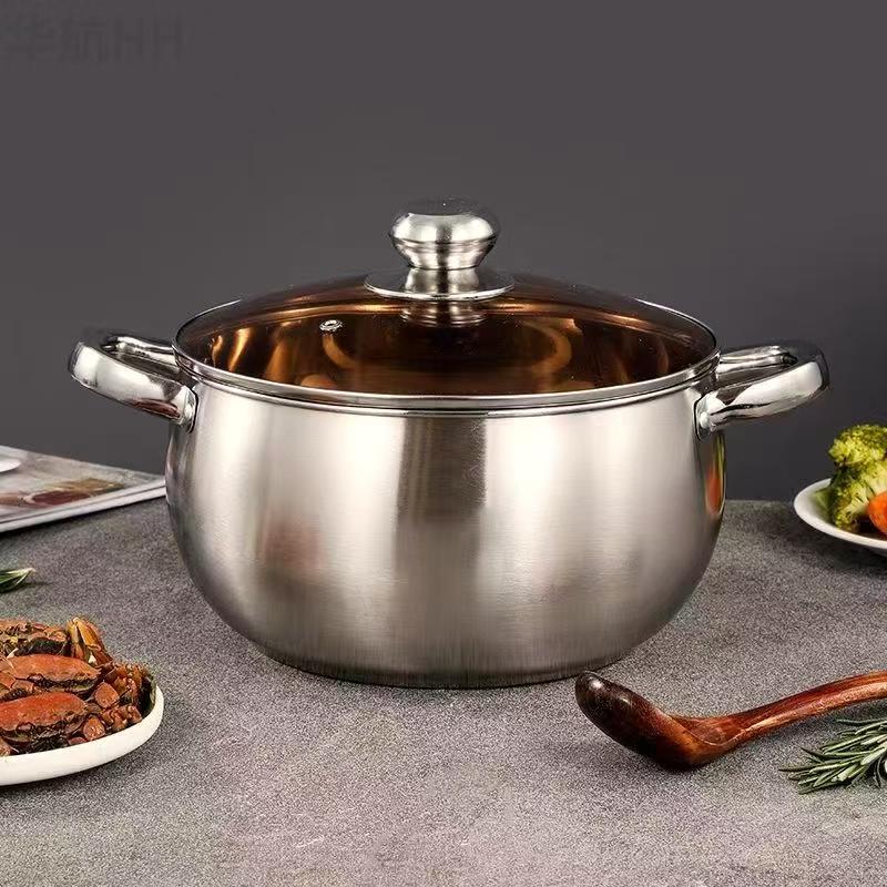 24cm加厚不锈钢汤锅炖锅露营户外家用汤锅煲汤锅明珠锅