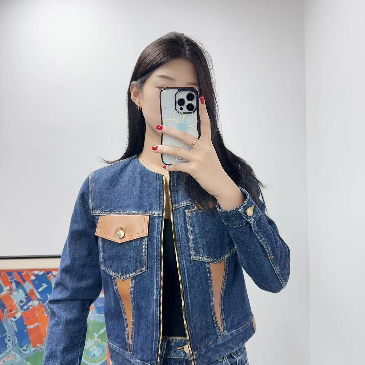 95新 LouisVuitton/路易威登 牛仔拼皮女款外套/251011LYH5J05