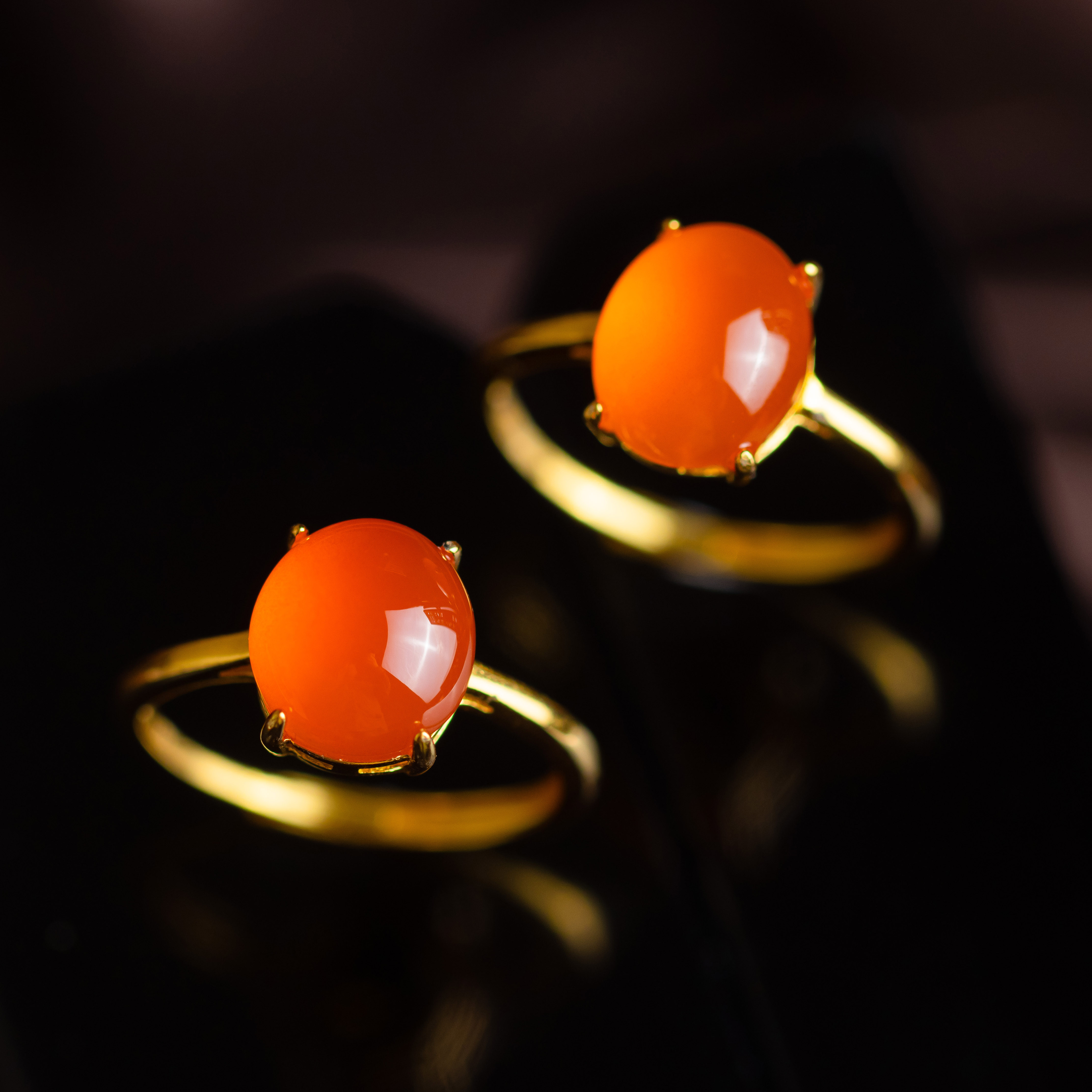 S925银镶嵌南红蛋面戒指（多样性发货 发其一）