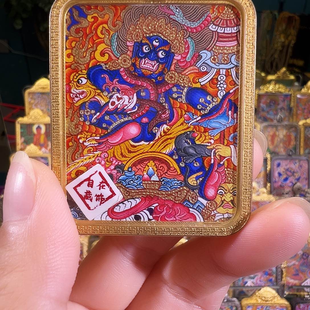 吊坠热贡纯手绘唐卡黑c