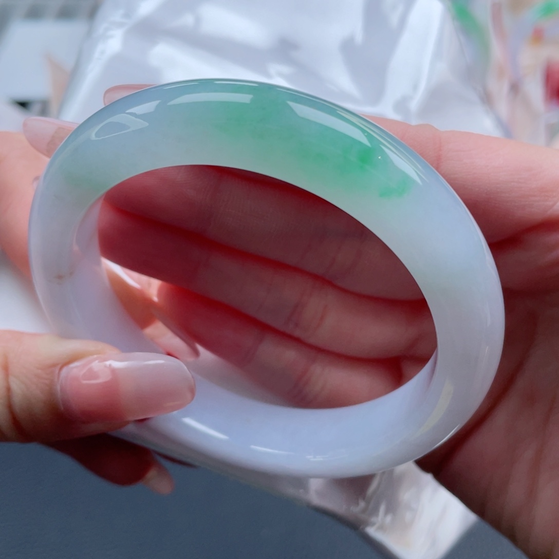 未镶嵌手镯翡翠59.4阳春白雪 花小钱办大事 完美娇润34号