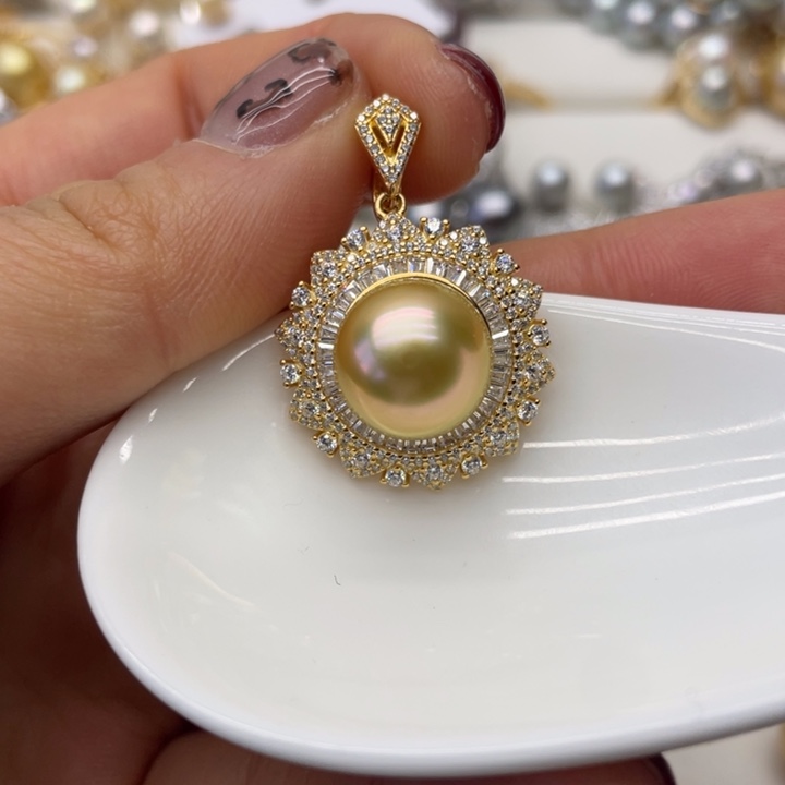海水珍珠吊坠(不含链)银S925镶嵌