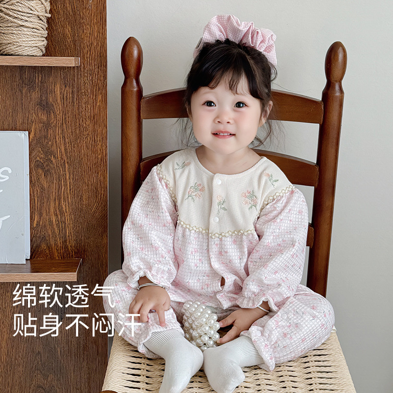 婴儿春装甜美哈衣洋气宝宝连体衣超萌包屁衣春秋长袖爬服可爱衣服