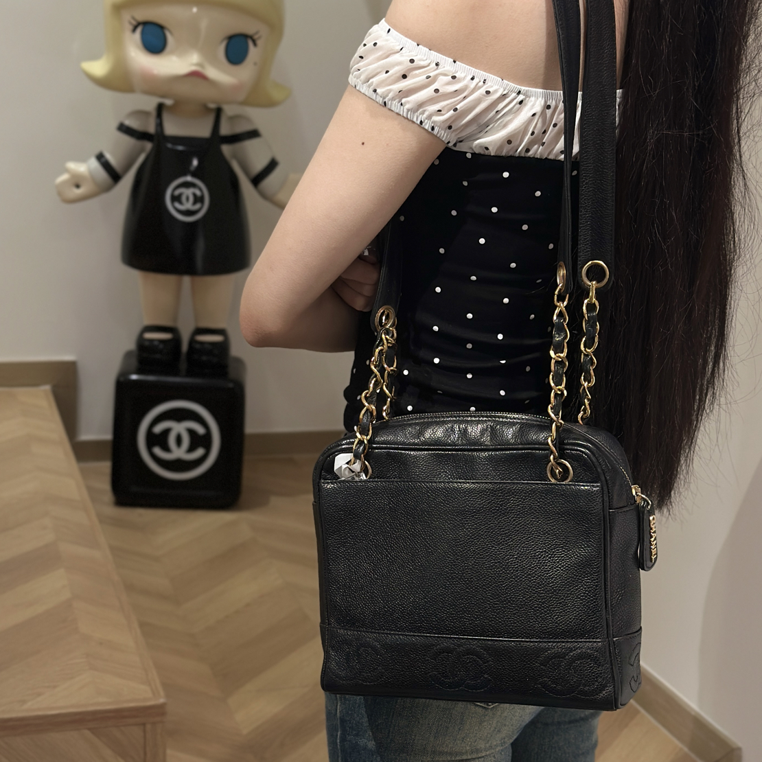 95新 Chanel/香奈儿 YUMU中古/Chanel小号黑金奶粉包