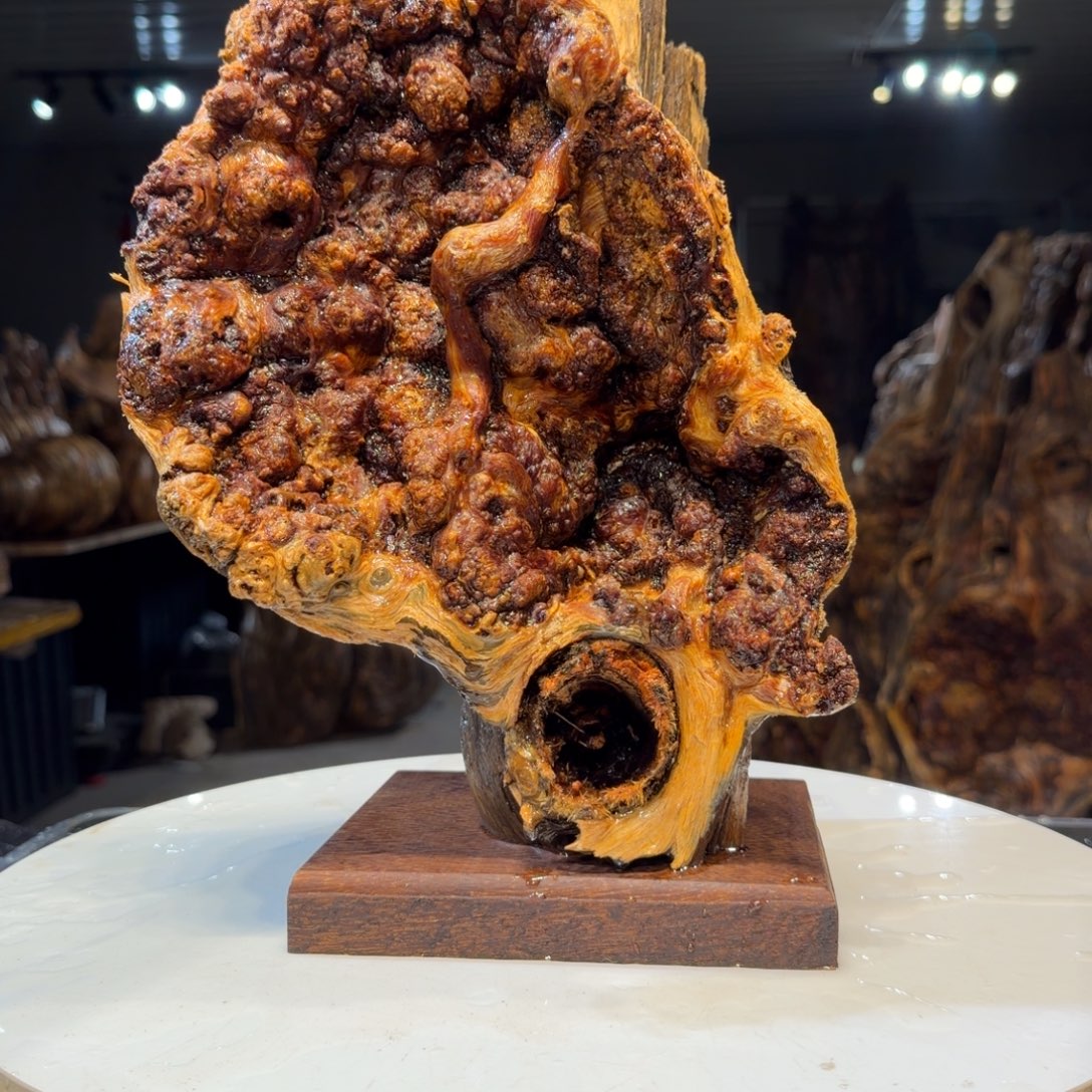 如***？木王一刀琥珀木摆件51