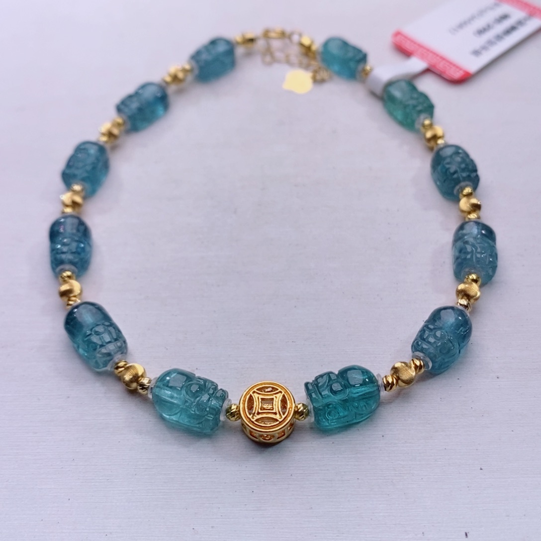 18K金镶嵌手链碧玺貔貅手链yy