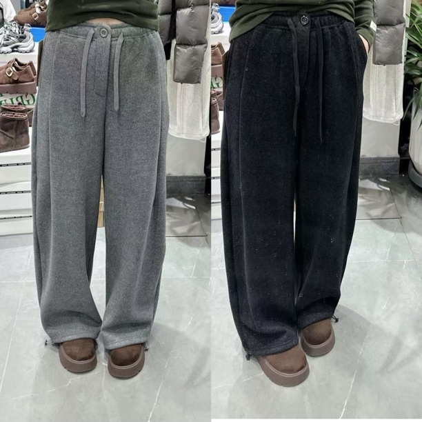 【慕.我们的店】加绒弯刀阔腿裤