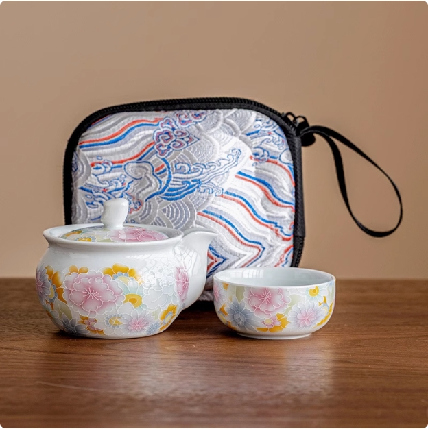 KK0270-万花手抓壶一人饮旅行套