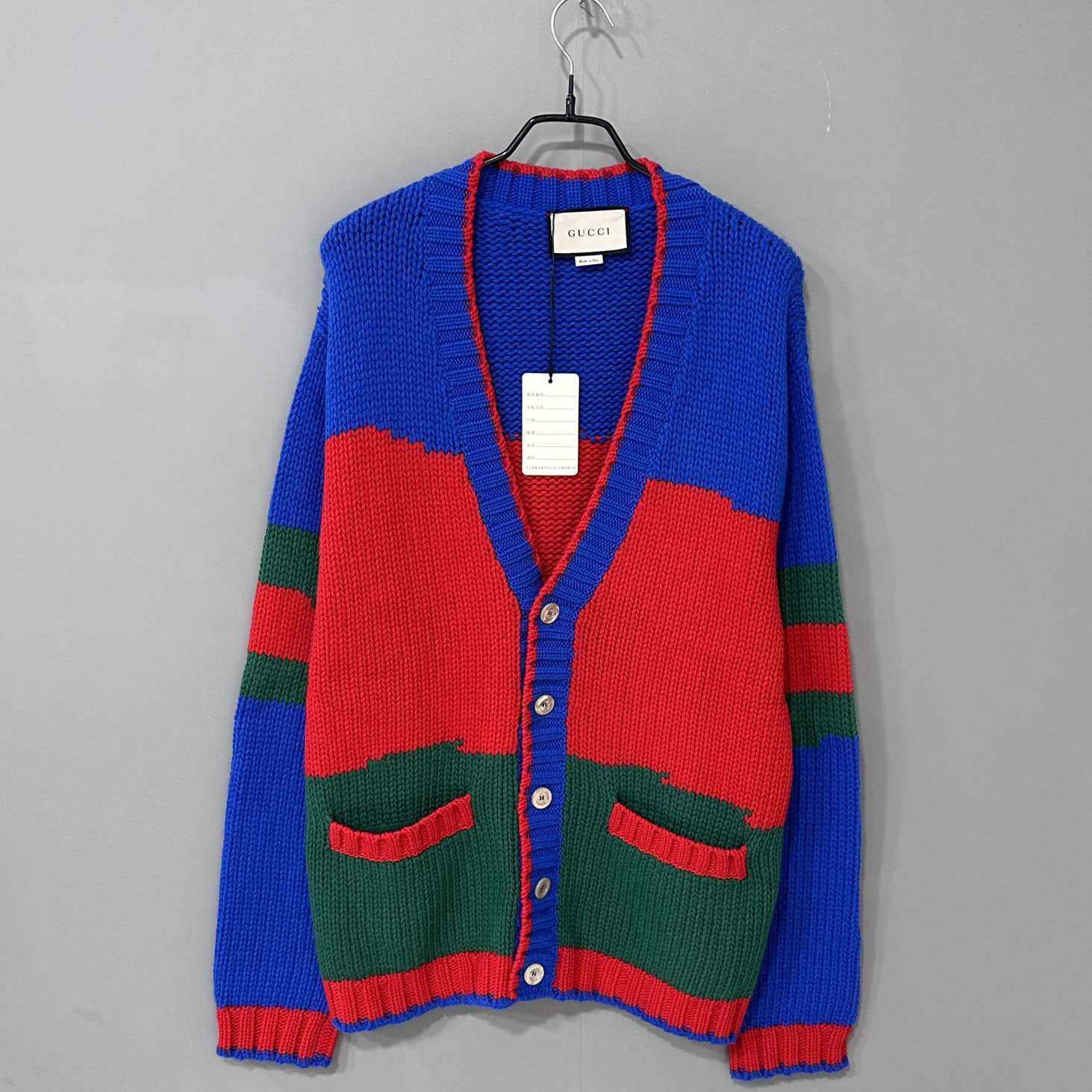 99新 GUCCI/古驰 拼色针织开衫外套 /m码/07972