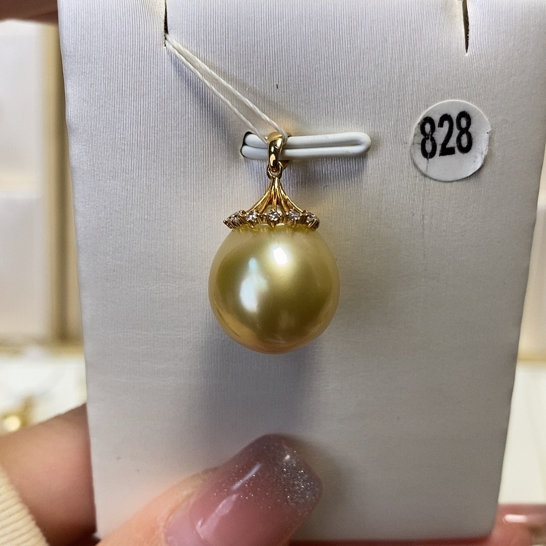 海水珍珠吊坠(不含链)18K金镶嵌