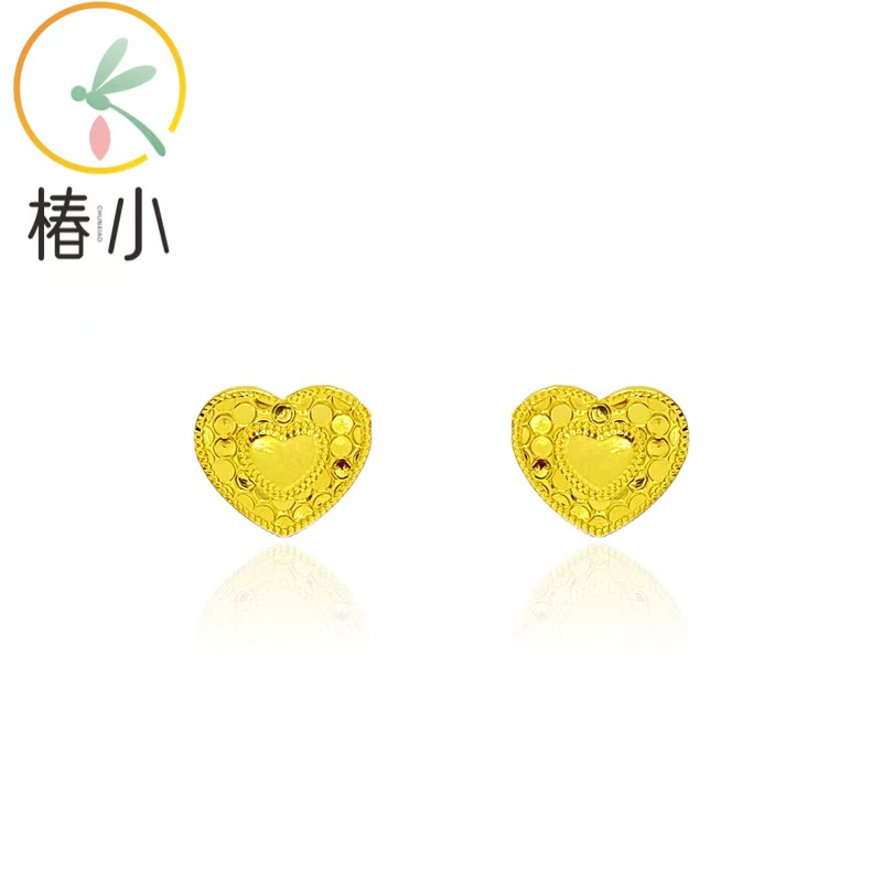 925银耳饰 龙鳞小爱心耳钉【椿小】294102