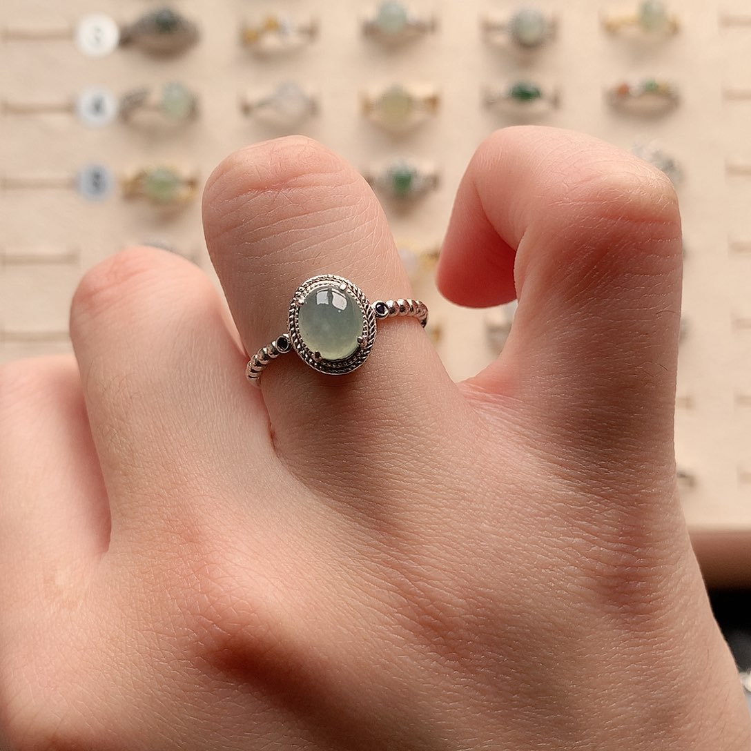 翡翠戒指银S925镶嵌0033