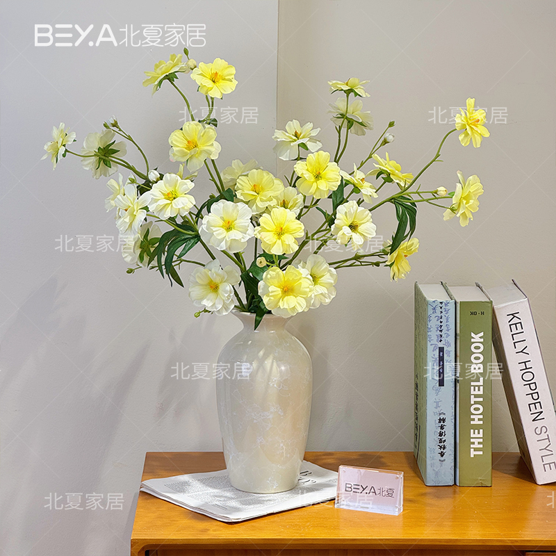 蝴蝶洋牡丹花仿真花客厅餐桌装饰床头柜高级感陶瓷摆件家