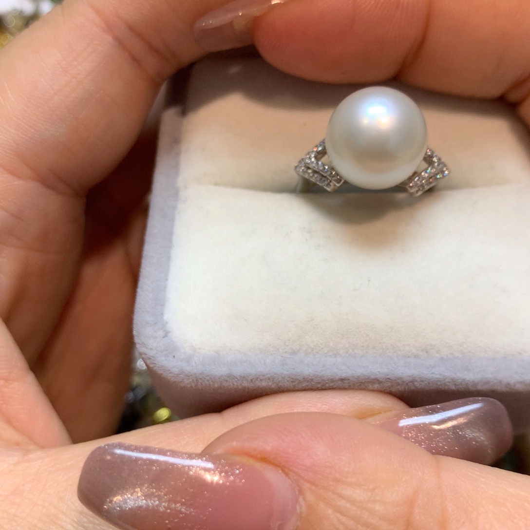 海水珍珠戒指银S925镶嵌