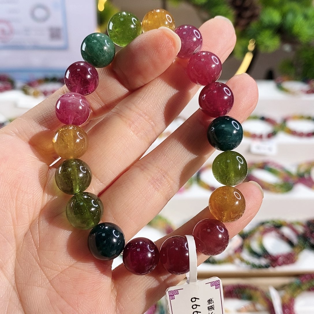 未镶嵌手串碧玺G2480素圈颜色微差