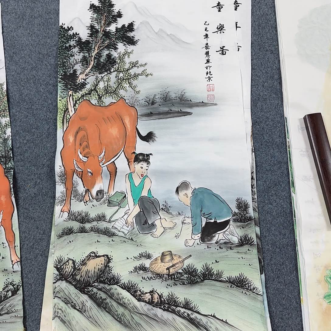 国画尺寸50X100手绘作品 