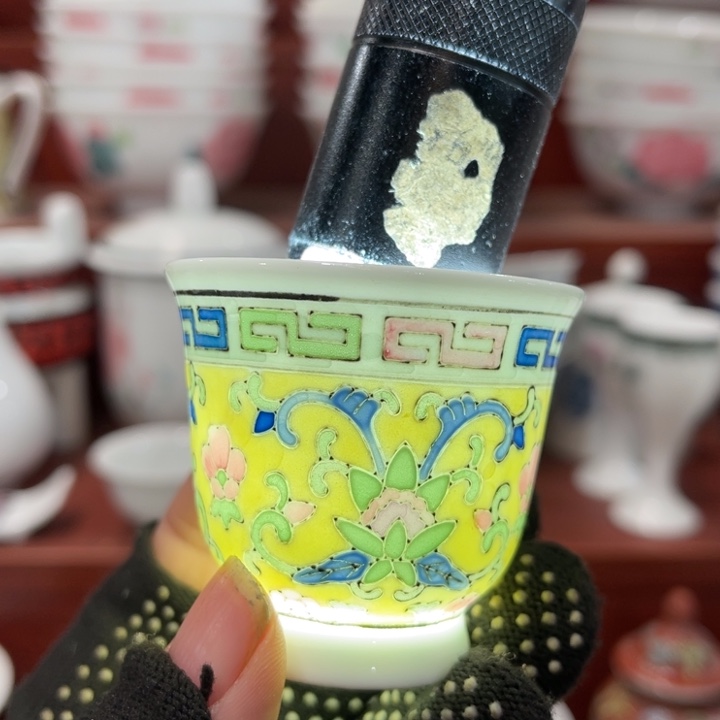 陶瓷醴陵群力手绘釉下五彩杯，