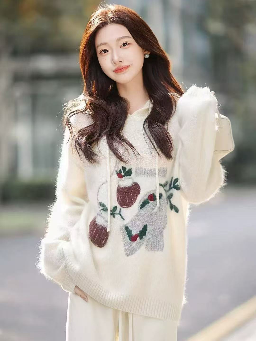 8021【九炫女装】初见之瞬~冬季新款高级感连帽抽绳拉绒工艺上衣