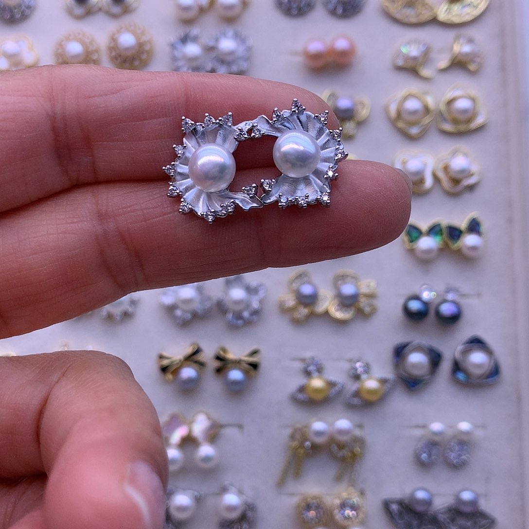 淡水珍珠耳饰合金