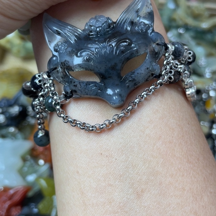 蛇纹石玉合金颈饰