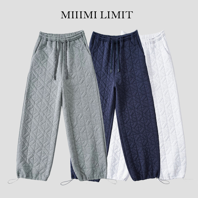 米小米【夹棉卫裤】直筒休闲裤宽松薄棉慵懒风松弛感裤脚抽绳收口