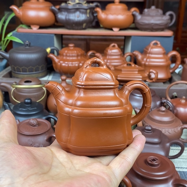 茶壶紫砂四方竹鼎150-200-260-350cc原矿赵庄朱泥特价