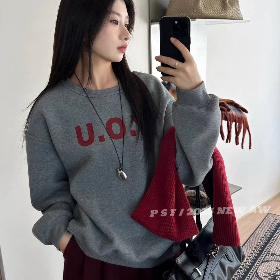 9260韩系时尚圆领中长款卫衣