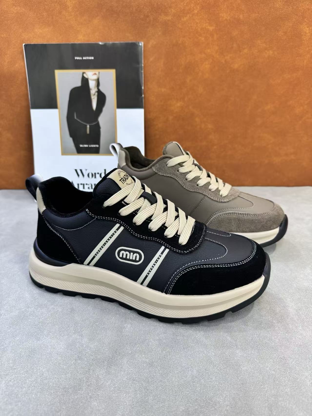 保罗-低帮舒适春季轻便透气百搭真皮潮鞋休闲休闲鞋美式帆布鞋