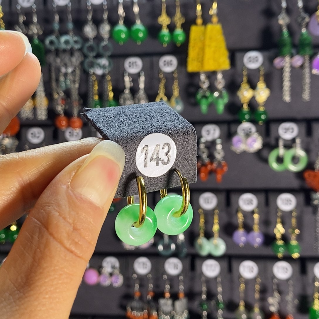 银S925镶嵌翡翠耳饰143