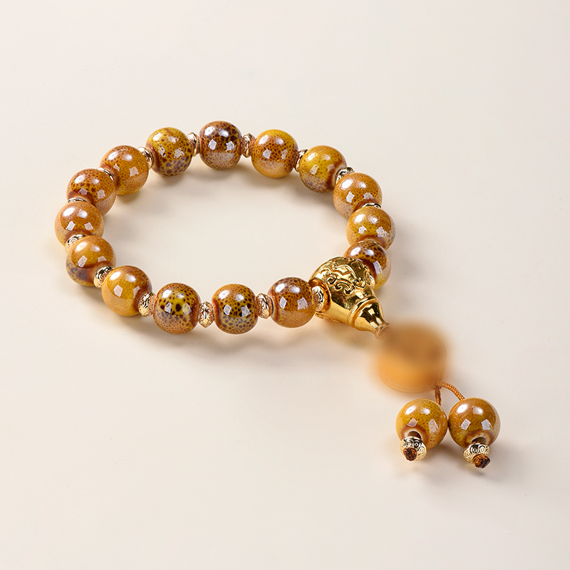 合金手链 珠光多彩瓷招C黄色手串