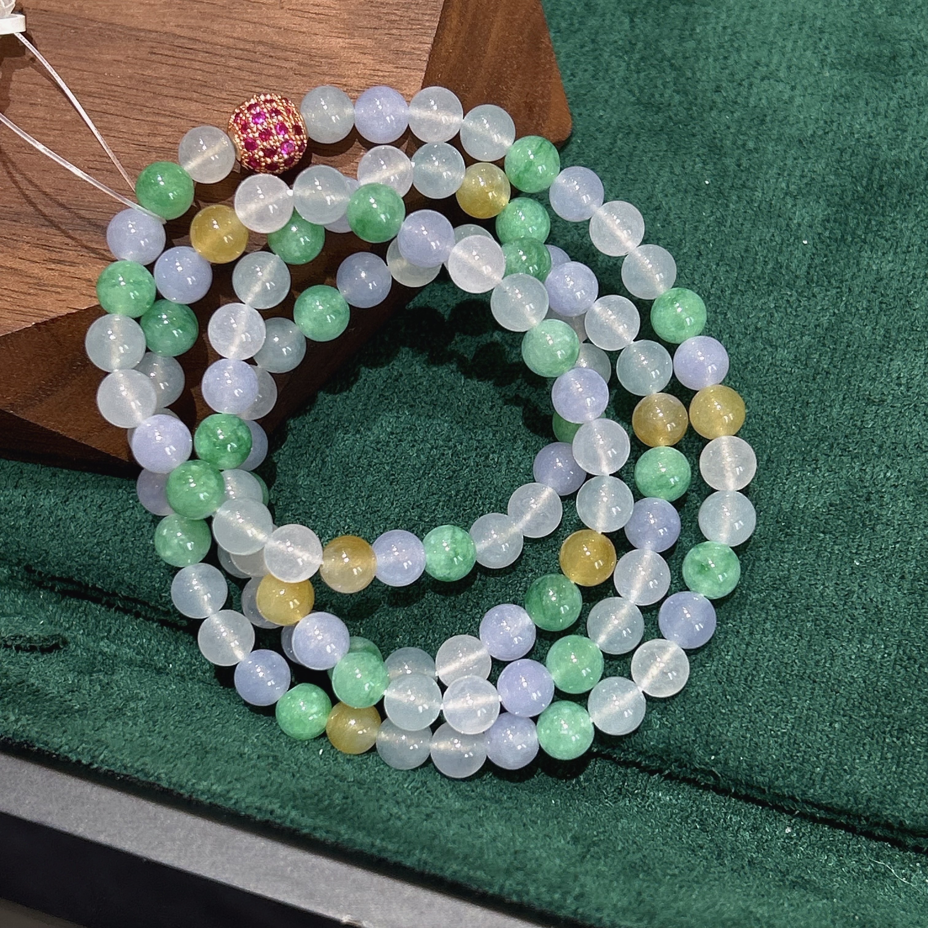 7姐专场/翡翠 冰种多宝珠串  5.9mm