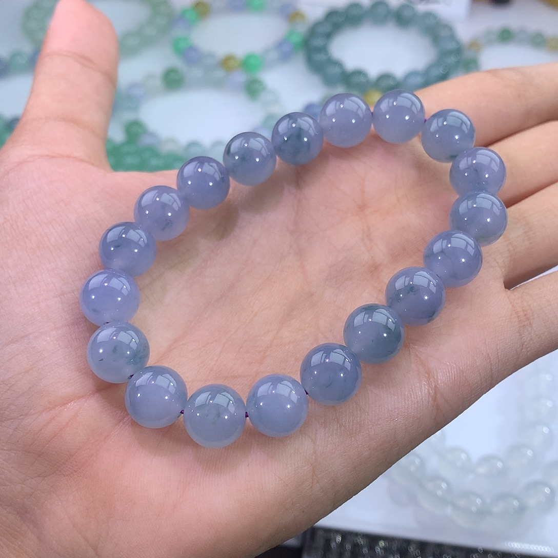 未镶嵌手链翡翠翡翠紫罗兰飘花手串