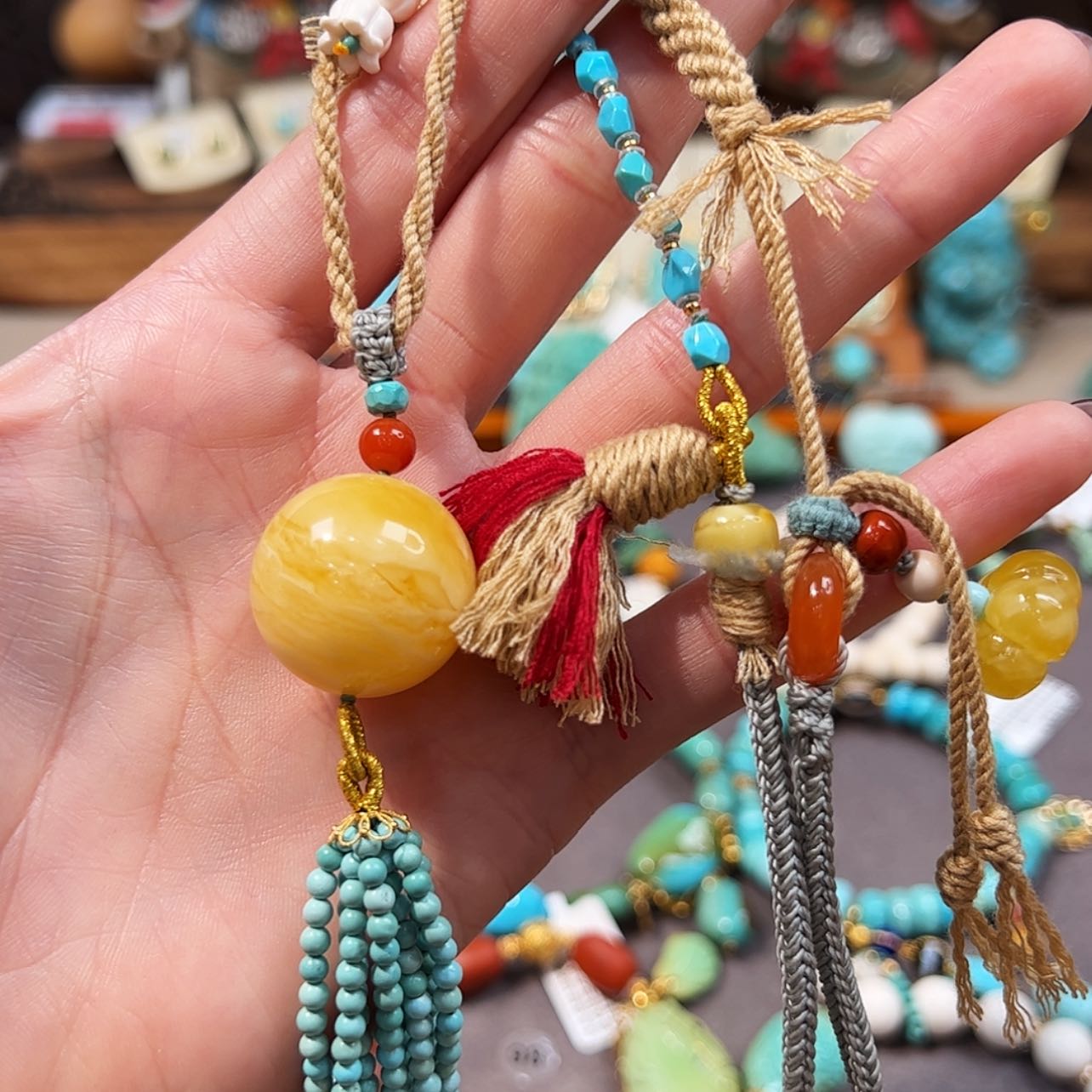 【闪购商品】蜜蜡颈饰18K金镶嵌