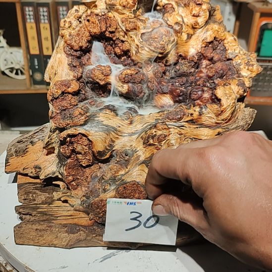 奉***]泥塑30北沉香琥珀木天然造型山水摆