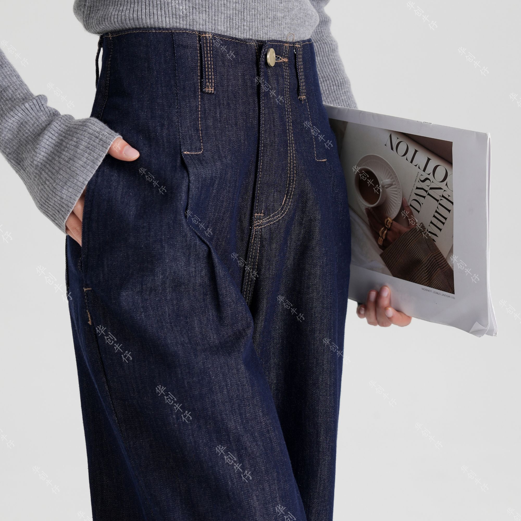 【送腰带】8812秋季新款女装高腰窄版宽松直筒阔腿裤休闲百搭.YU