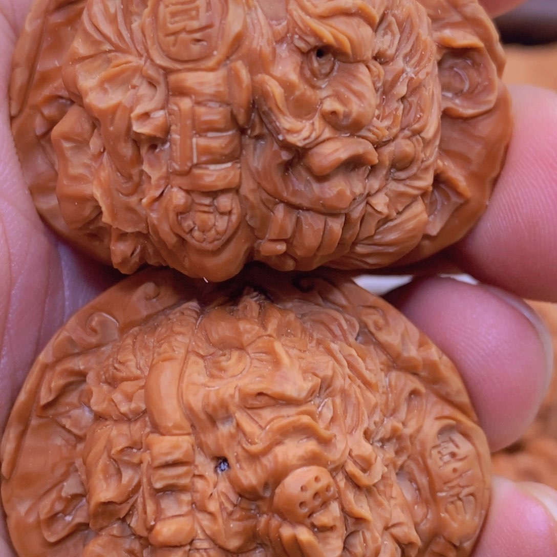 文玩核桃把件一****1纯手工雕刻地府四圣