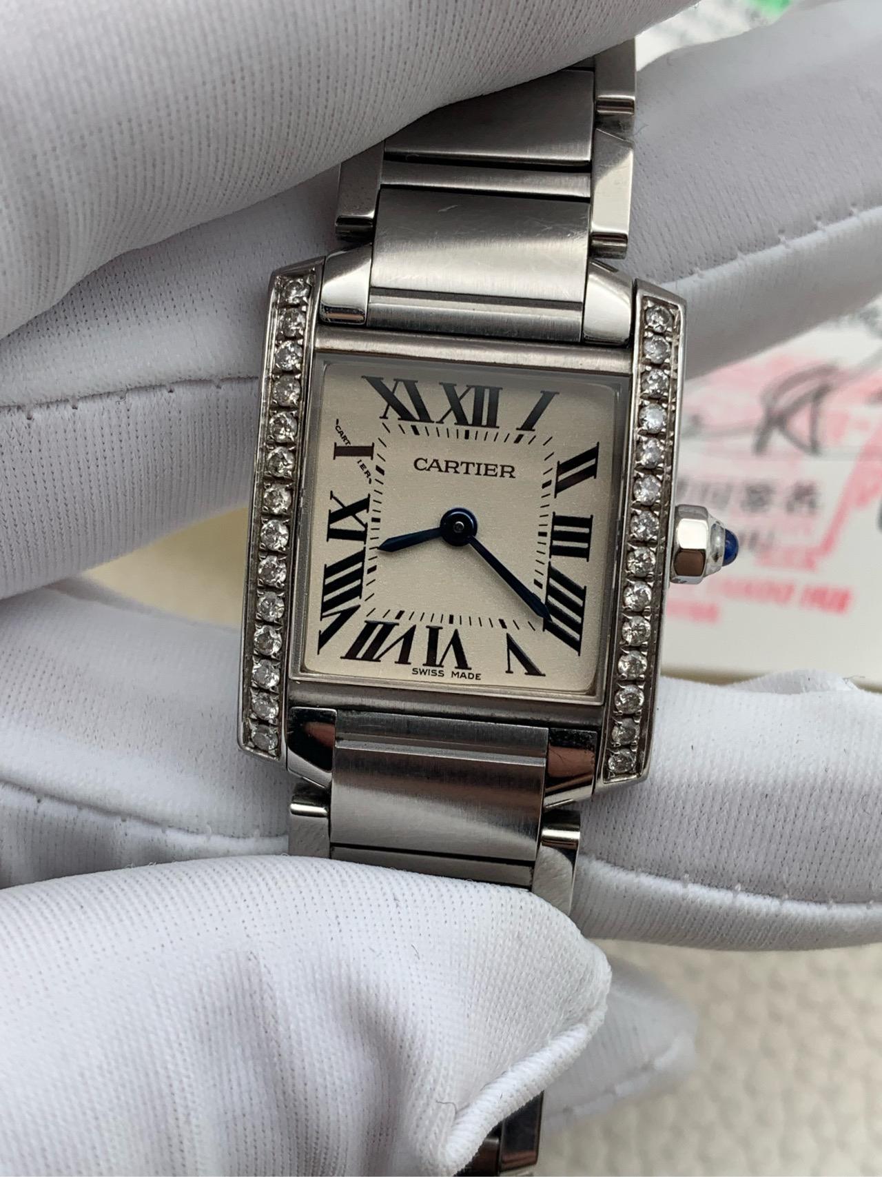 99新 Cartier/卡地亚 19年全套 坦克后钻 w51008q3