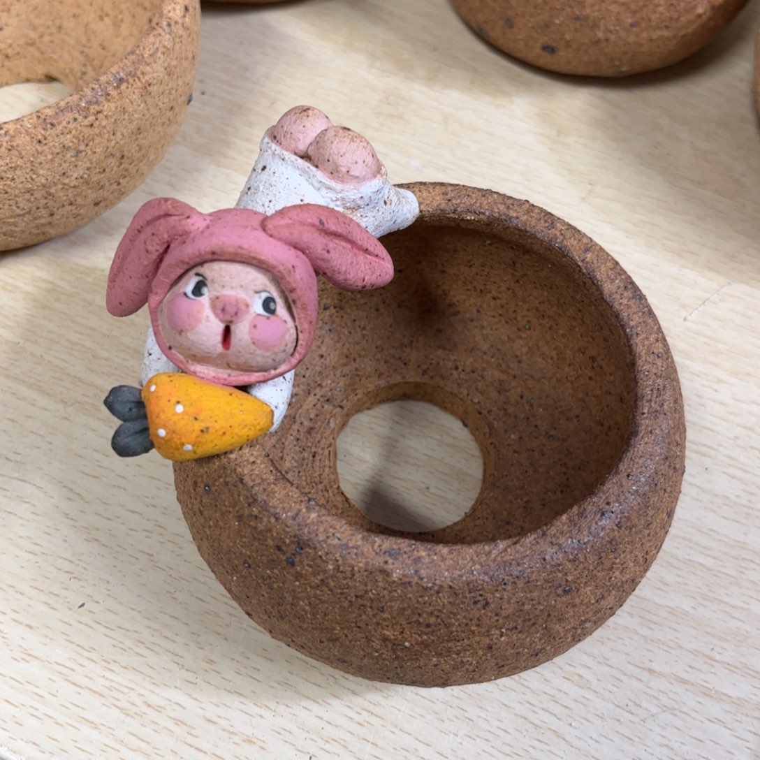 泥塑古镇炻陶花盆