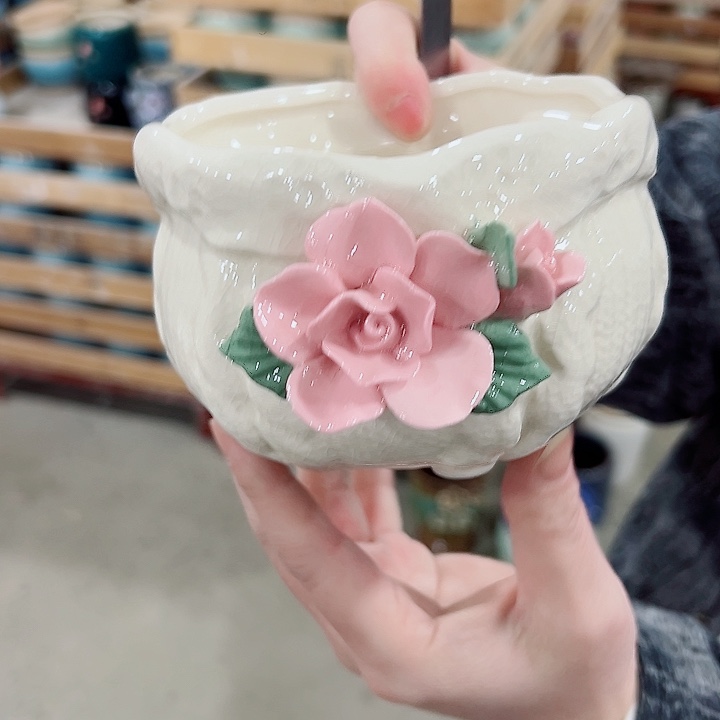 有孔.凑满10元发货多肉陶瓷花盆！