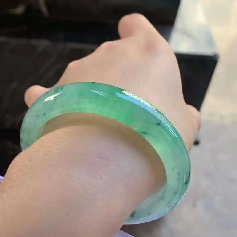 非金属珐琅手镯 天然翠冰飘花高冰高透简约大气母亲节礼物