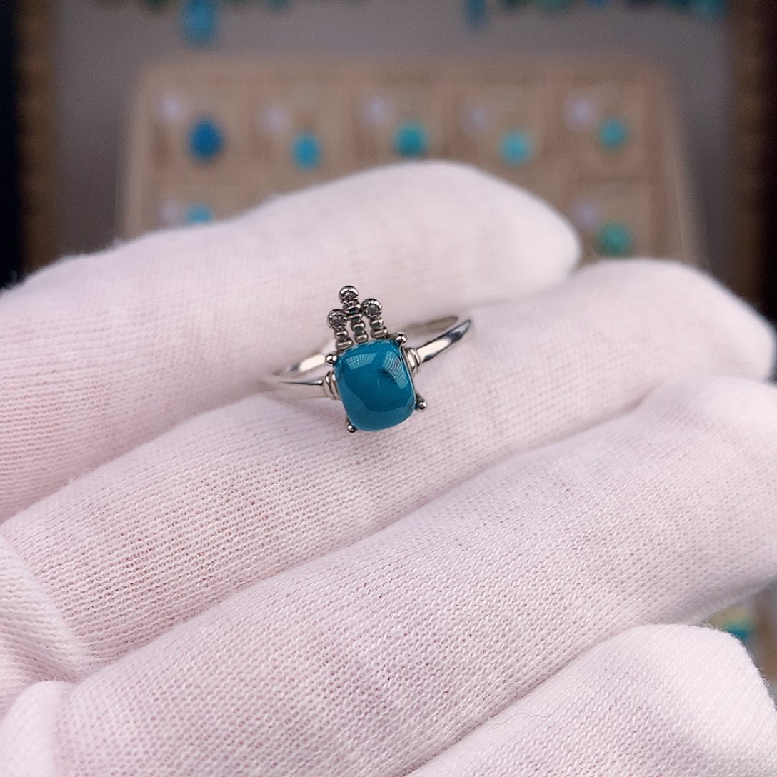 绿松石戒指银S925镶嵌
