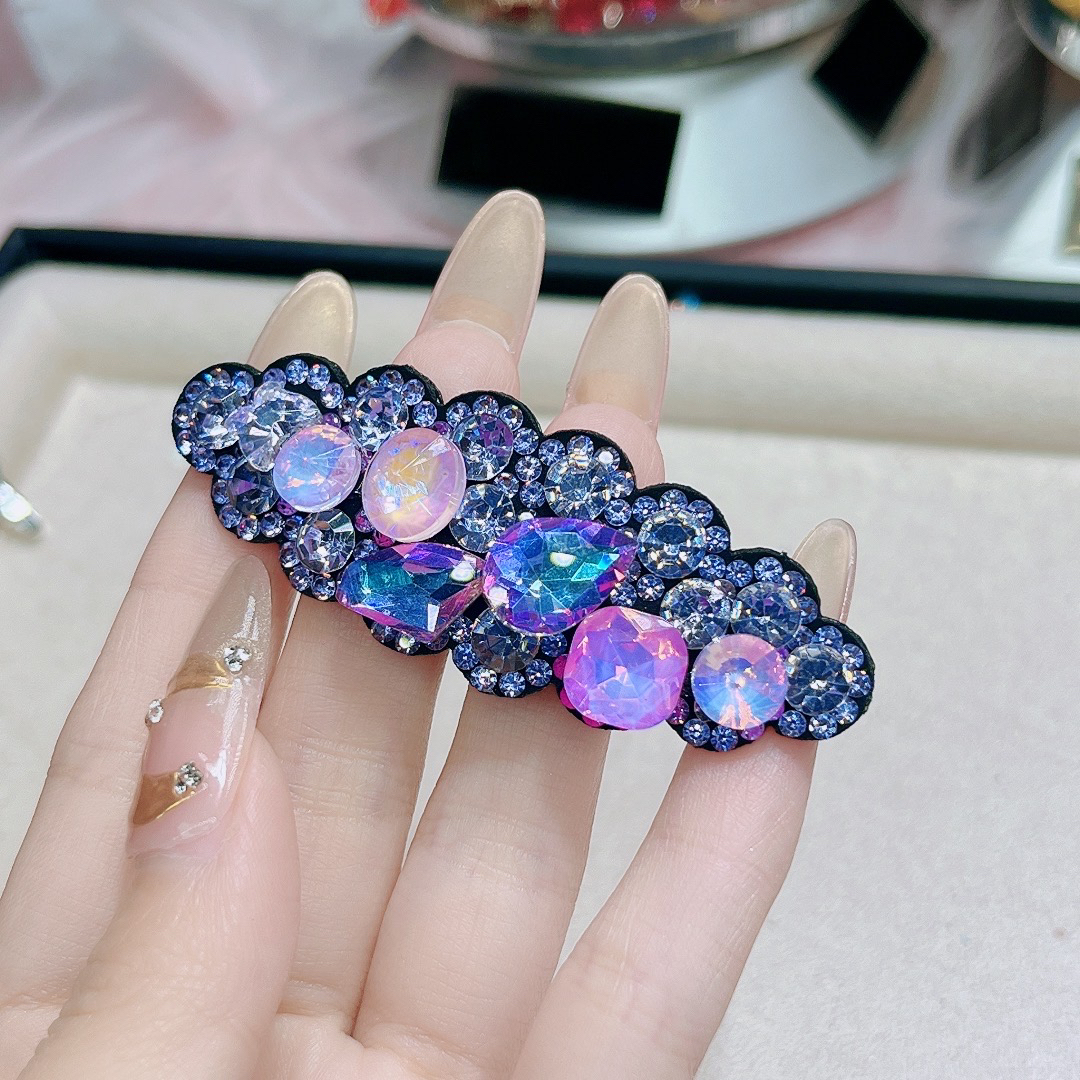 002紫色法式简约女钻发夹